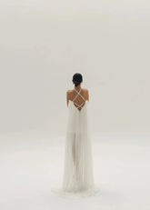 Short Wedding Dress with a Long Cape and a Back with Crossed Shoulder Straps Court Train White Sleeves Bridal Gowns Satin Modern Vestido De Novia Mermaid Princess